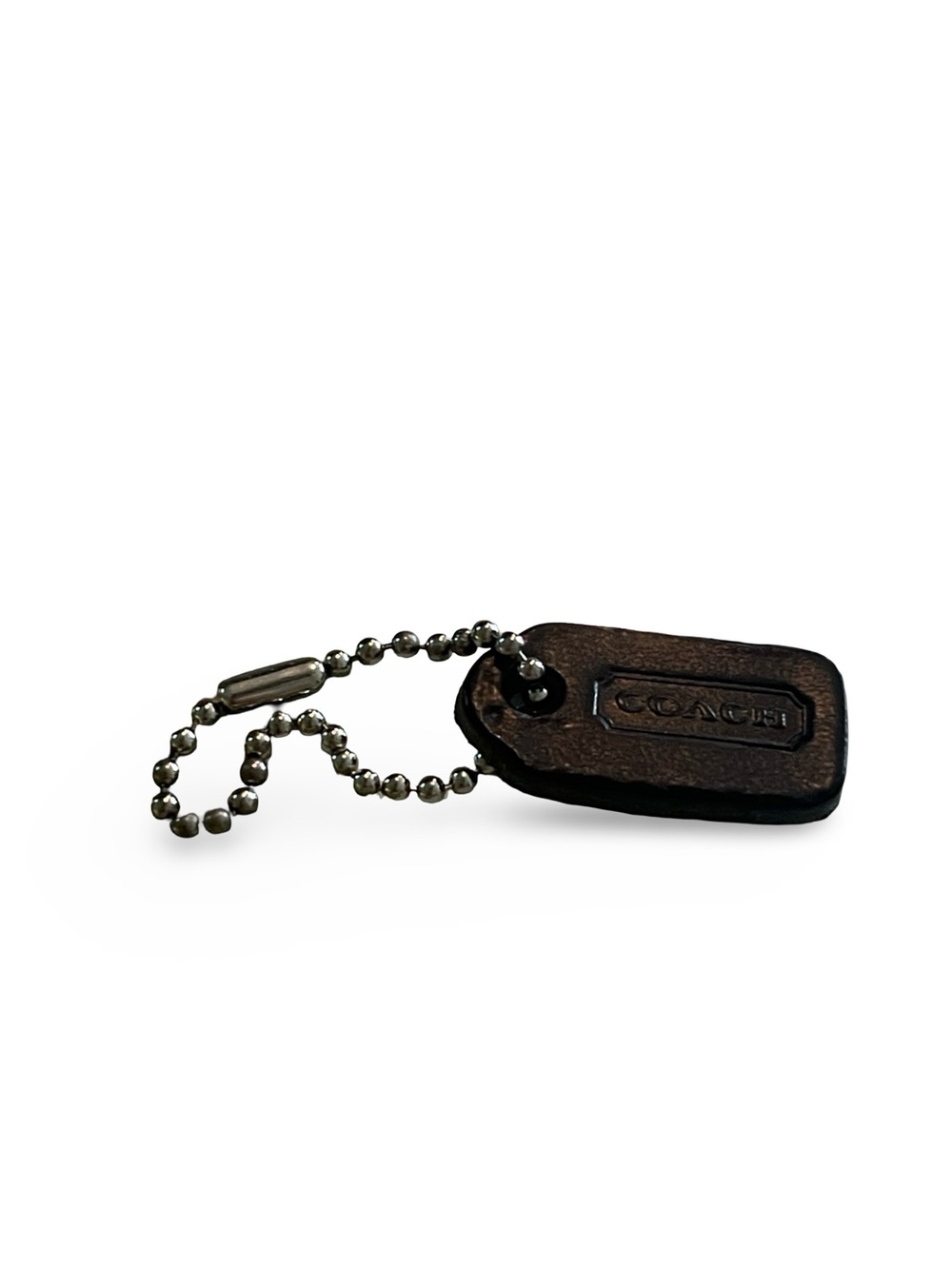 Vintage Coach Mini leather Hang Tag in Black with Silver Ball Chain